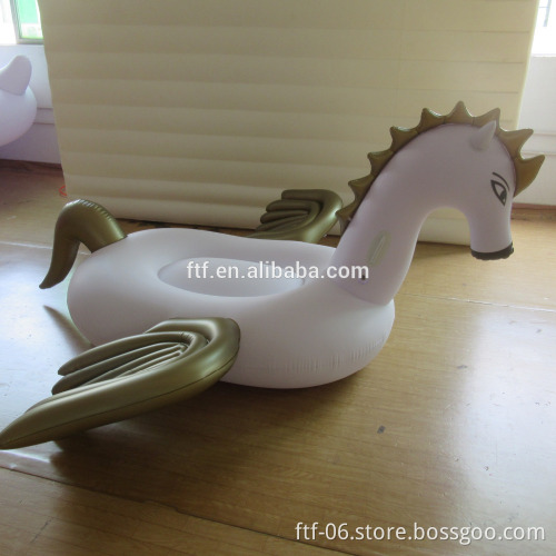 Custom White PVC Inflatable Pegasus Floating Row Swimming Pool Toys